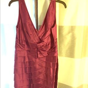Plum, tiered, satin style dress